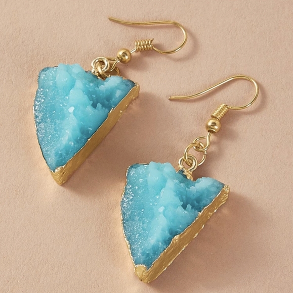 Jewelry - Turquoise crystal triangle drop earrings